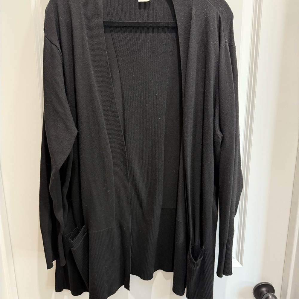 Terra & Sky Dark Gray Open Front Cardigan